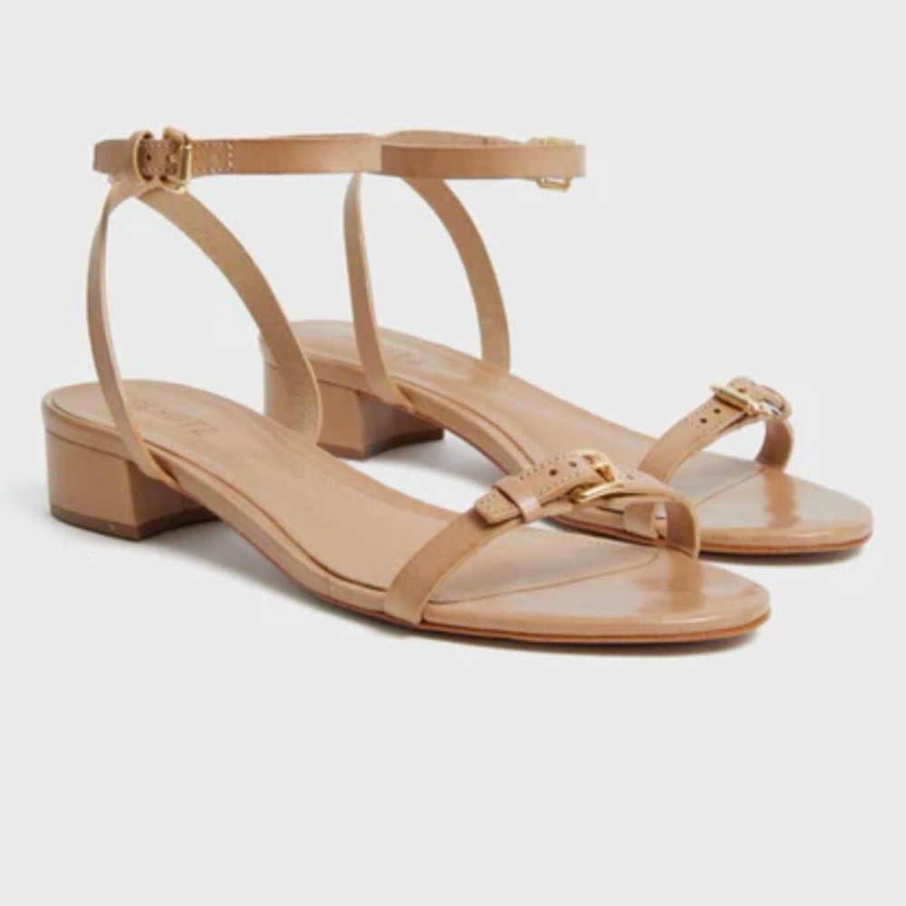 SCHUTZ Aurora Tan Minimalist Leather Sandals